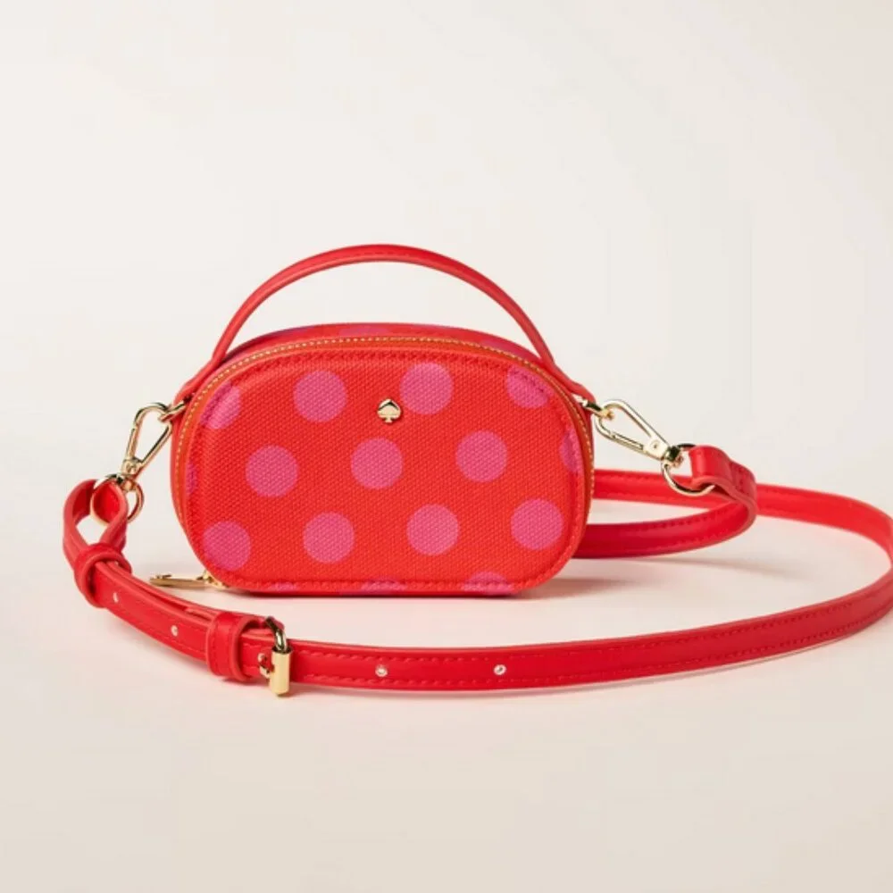 Kate Spade New York Purse‎ Polka Dot Mini Crossbody Bag Pink Red